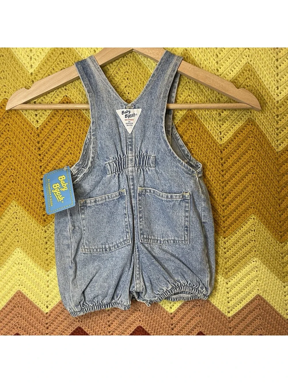 Vintage OshKosh B'gosh Bubble Blue Jean Romper 6-9 Months NWT